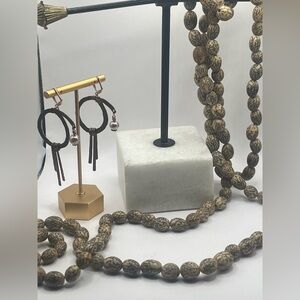 Bohemian Rhapsody Gypsy Necklace Faux Picture Jasper Beaded 30” Wrap Necklace